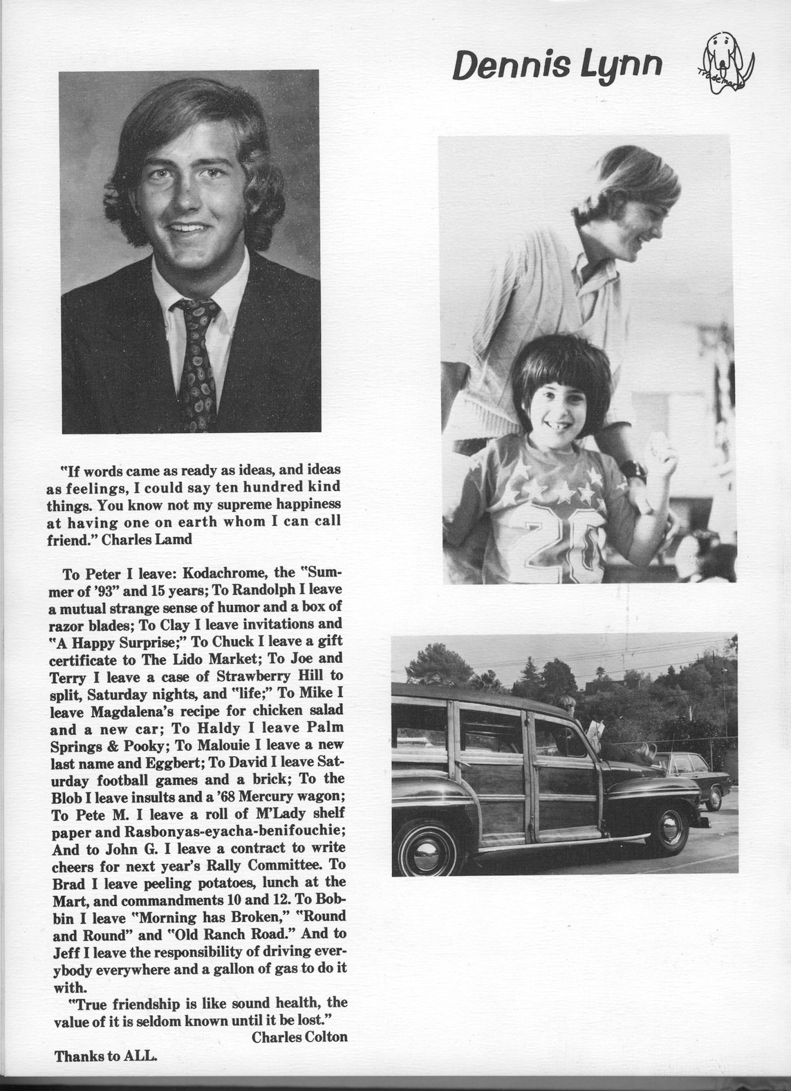 Harvard School Sentinel 1974 - Dennis Lynn
